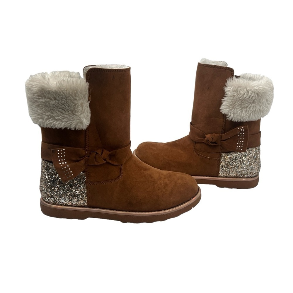 Magellan Outdoors Brown Glitter Faux Fur Boots Size 3 Big Girl